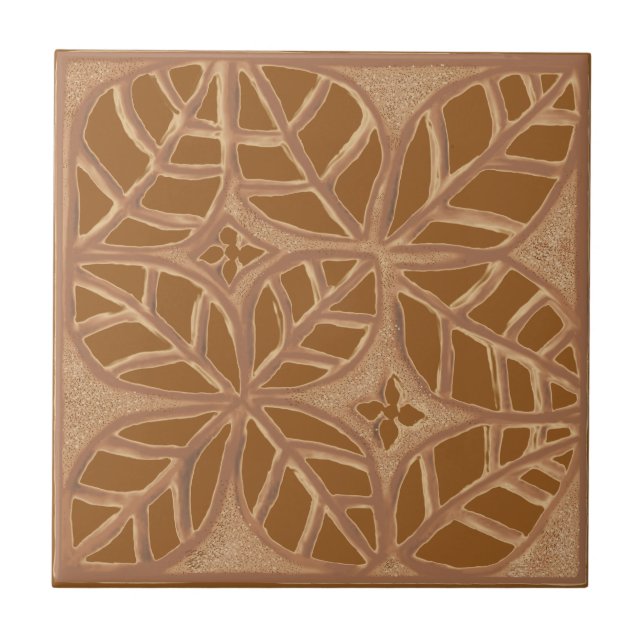  Kitchen tile, Russet brown and copper leaf Ceramic Tile (Front)