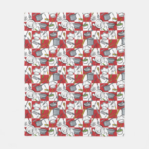 Kitchen Tools Check Fleece Blanket