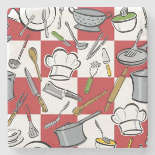 Kitchen Tools Check Stone Coaster