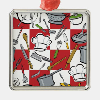 Kitchen Tools Chequerboard Metal Ornament