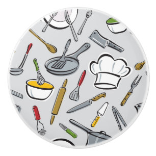 Kitchen Tools Pattern Ceramic Knob