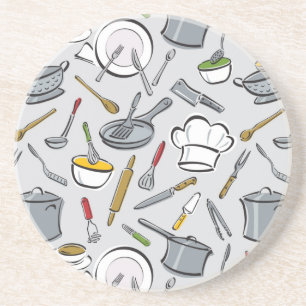 Kitchen Tools Pattern Coaster