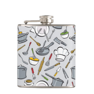 Kitchen Tools Pattern Hip Flask