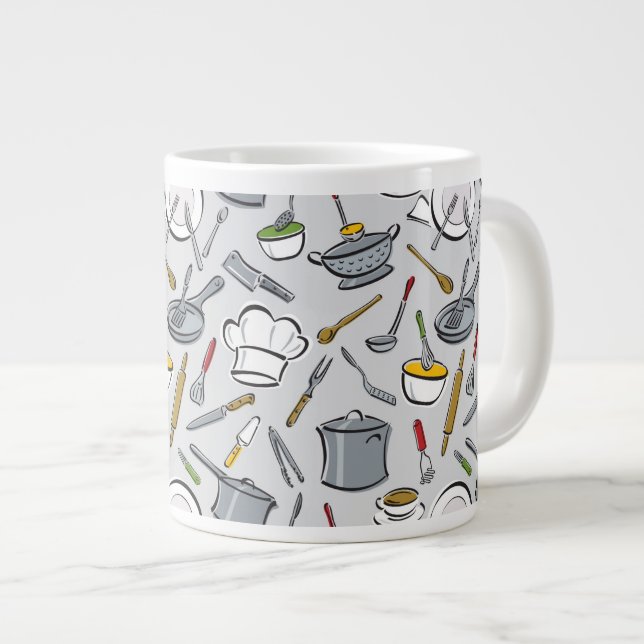 Kitchen Tools Pattern Large Coffee Mug (Front Right)