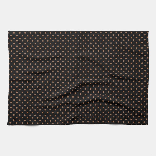 Kitchen Towel 16x24 Dots Dark Brown Black (Horizontal)