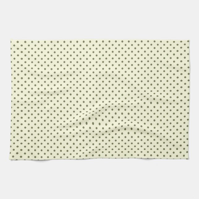 Kitchen Towel 16x24 Dots Dark Green Cream (Horizontal)