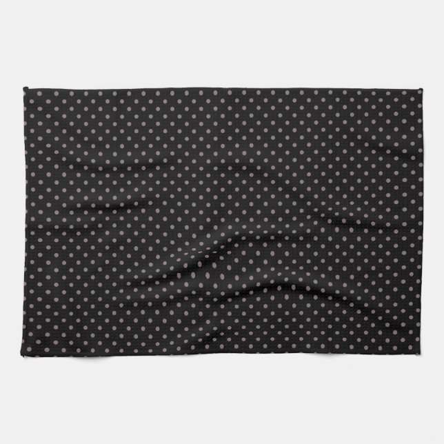 Kitchen Towel 16x24 Dots Dark Purple Black (Horizontal)