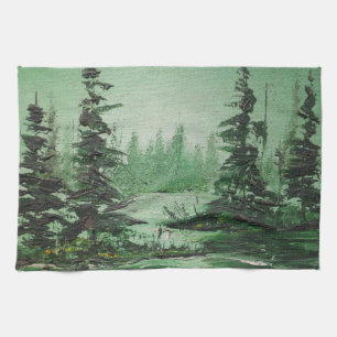 Kitchen Towel Ann Hayes Painting Green Forest