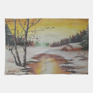 Kitchen Towel Ann Hayes Painting Winter Scene