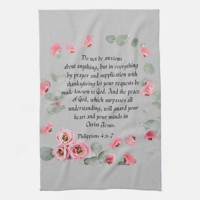 Kitchen Towel - Bible Verse Philippians 4:6-7 (Vertical)