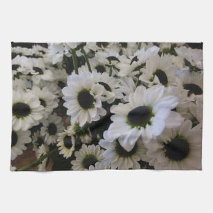 Kitchen Towel - Black & White Daisies