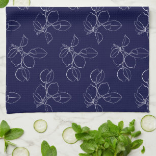 Kitchen Towel - Blue And White Lemons Pattern