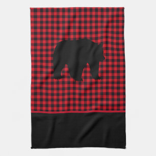 Kitchen Towel-Buffalo Plaid-Bear Tea Towel
