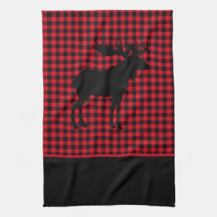 Kitchen Towel-Buffalo Plaid-Moose Tea Towel