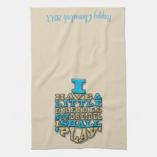 Kitchen Towel "Chanukah/Dreidel Play, Gold/Blue"