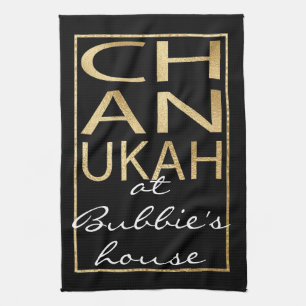 Kitchen Towel Chanukah Gold