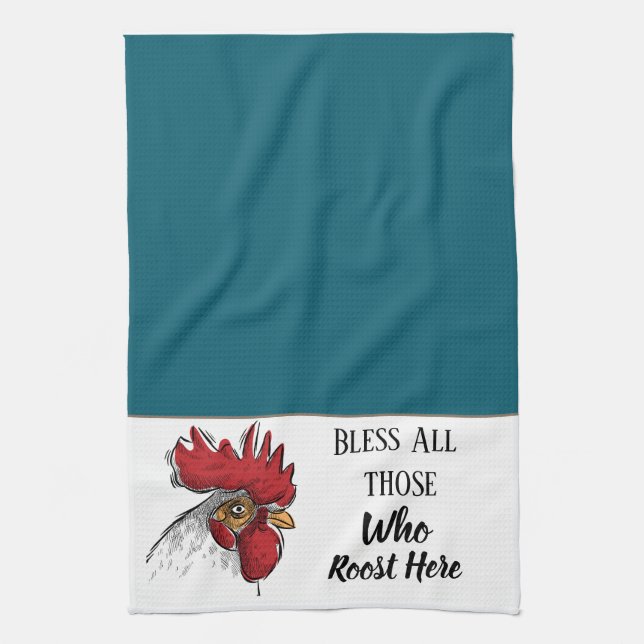 Kitchen Towel-Chicken Bless All Those Who Tea Towel (Vertical)