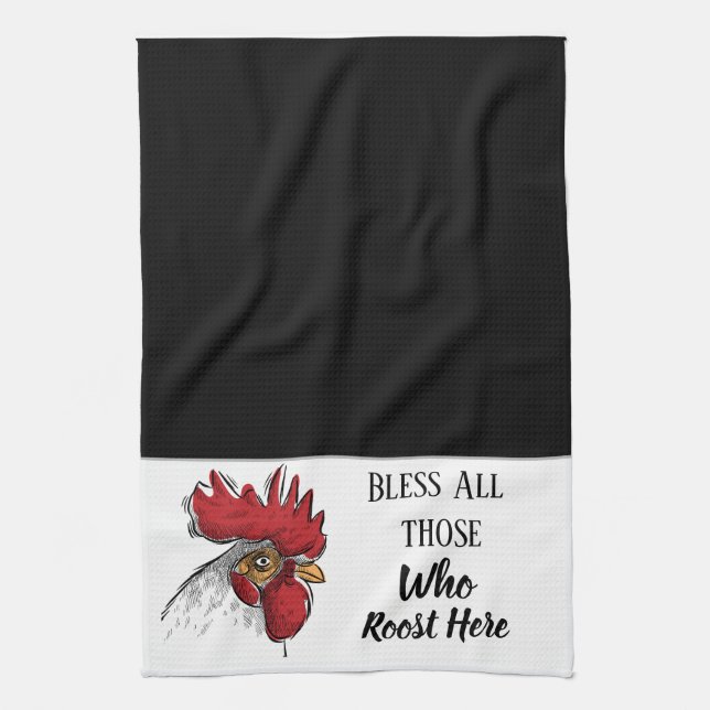 Kitchen Towel-Chicken Bless All Those Who Tea Towel (Vertical)