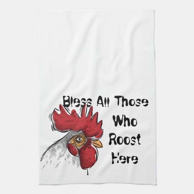 Kitchen Towel-Chicken Bless All Those Who Tea Towel (Vertical)