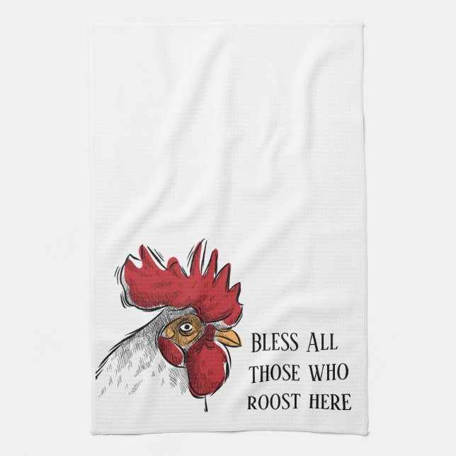 Kitchen Towel-Chicken Bless All Those Who Tea Towel (Vertical)