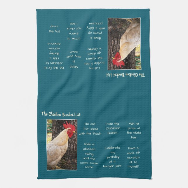 Kitchen Towel-Chicken Bucket List Tea Towel (Vertical)