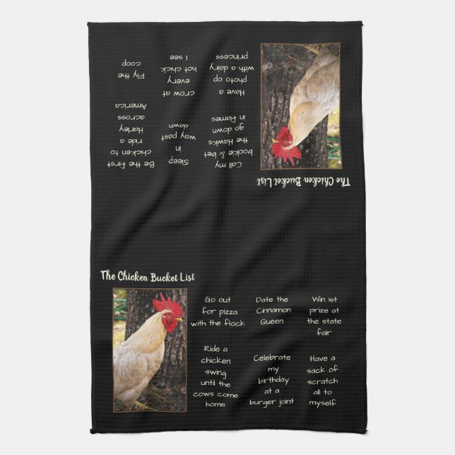Kitchen Towel-Chicken Bucket List Tea Towel (Vertical)