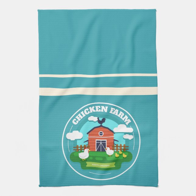 Kitchen Towel-Chicken Farm Tea Towel (Vertical)