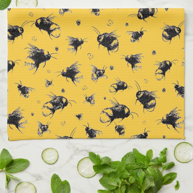 Kitchen Towel – Cute Bee Tea Towel for Everyday (Folded)