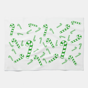 Kitchen Towel - Green Candy Canes
