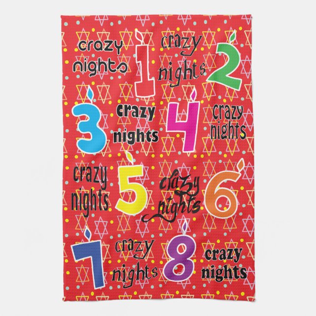 Kitchen Towel "Hanukkah/8 Crazy Nights" Dish Towel (Vertical)