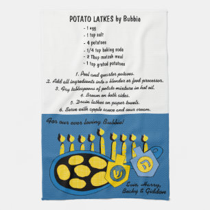 Kitchen Towel "Hanukkah Frying Latkes Recipe"