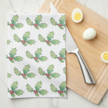 Kitchen Towel Holly Jolly allover print