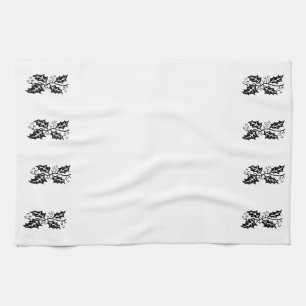 Kitchen Towel - Holly Leaves in Black and White