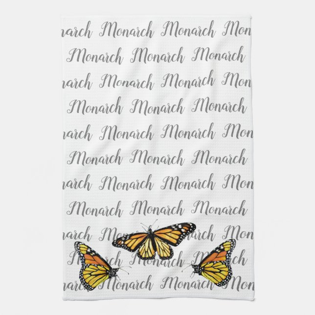 Kitchen Towel Monarch Script/Butterflies (Vertical)