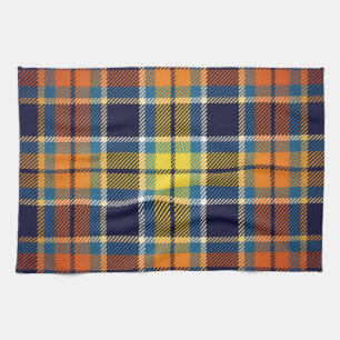 Kitchen Towel Navy Blue Orange Plaid 