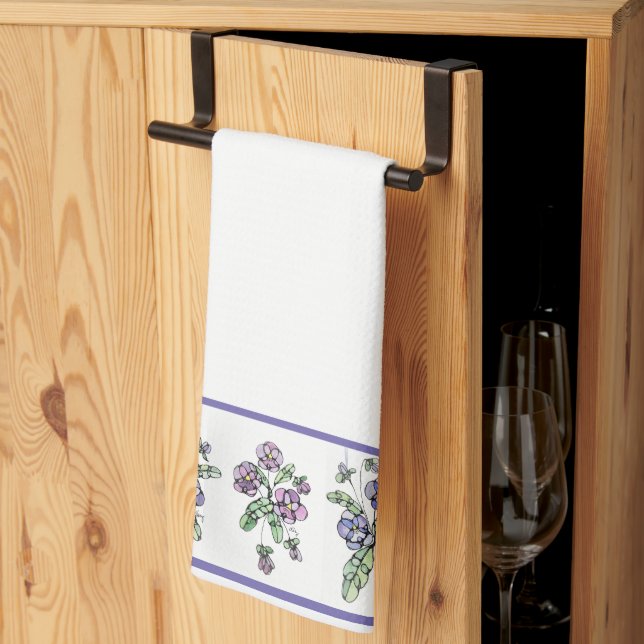 Kitchen Towel - NGA Purple Pansies (Thirds Fold)