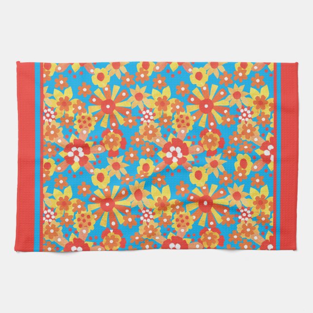 Kitchen Towel or Tea Towel, Ditsy Floral Pattern (Horizontal)