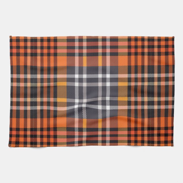 Kitchen Towel Orange Plaid Thanksgiving Fall (Horizontal)