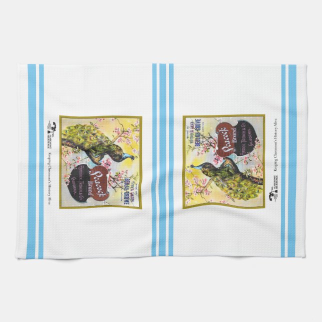 Kitchen Towel - Peacock fruit crate label (Horizontal)