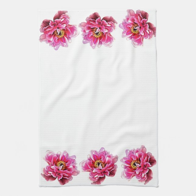 Kitchen Towel - Pink Peonies (Vertical)