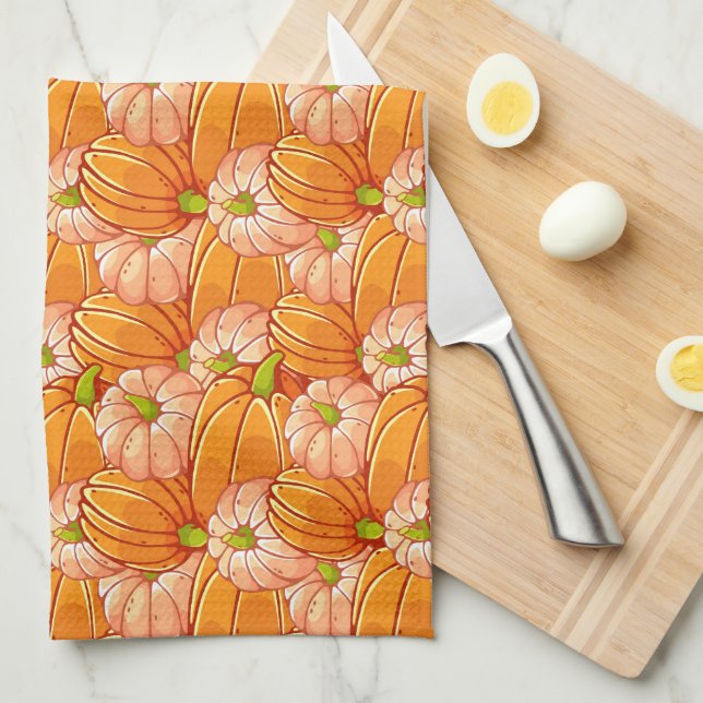 Kitchen Towel Pumpkin Harvest (Quarter Fold)