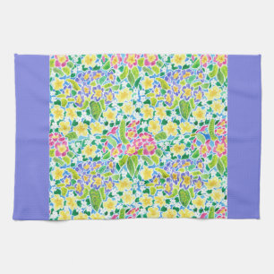 Kitchen Towel, Spring Primroses, Powder Blue Tea Towel