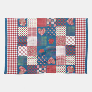 Kitchen Towel, Tea Towel, Faux-Patchwork, Gingham Towel