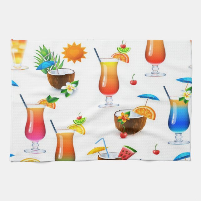 Kitchen Towel/Tropical Drinks Tea Towel (Horizontal)