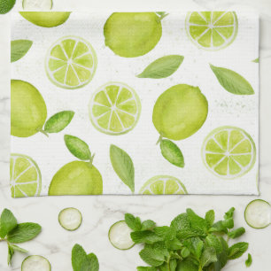 Kitchen Towel Watercolor Lime Pattern