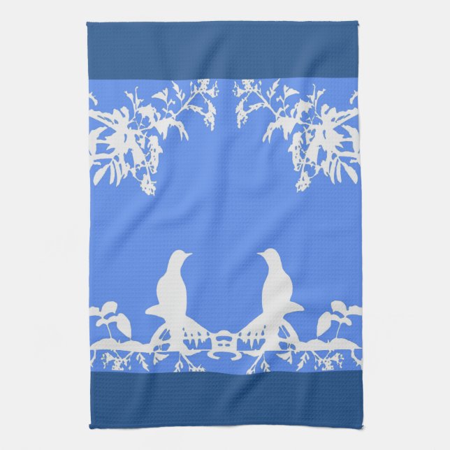 Kitchen Towel -Wedgewood Whimsey on Blue/White (Vertical)