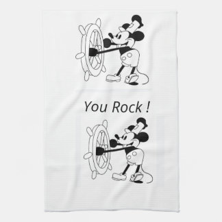 Kitchen towel white Steamboat Willie design 