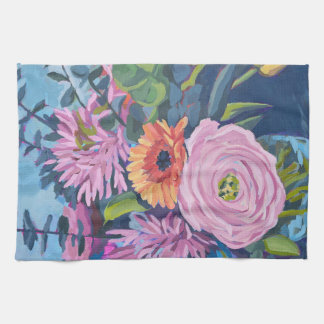 Kitchen towel with a colourful bouquet of flowers 