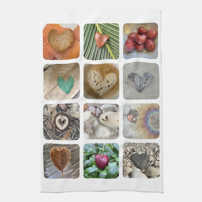 Kitchen towel with a dozen hearts - wordless love (Vertical)