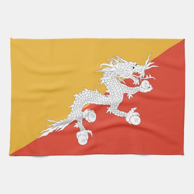 Kitchen towel with Flag of Bhutan (Horizontal)